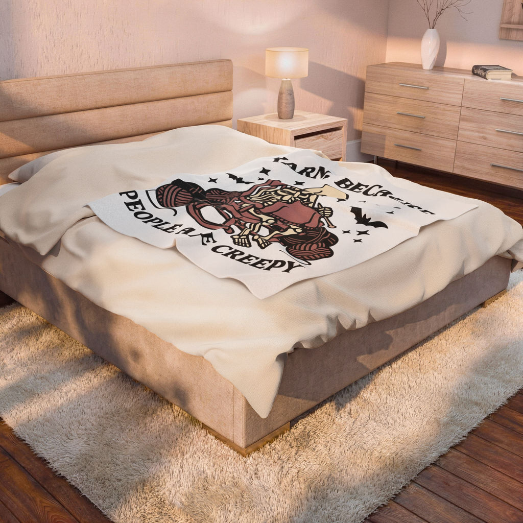 Skull Knitting Blanket Halloween Fabric Gift Women Comic Blanket Knitting Blanket Horror Fan Cartoon Blanket Textile Graphic Rustic Bat Wings