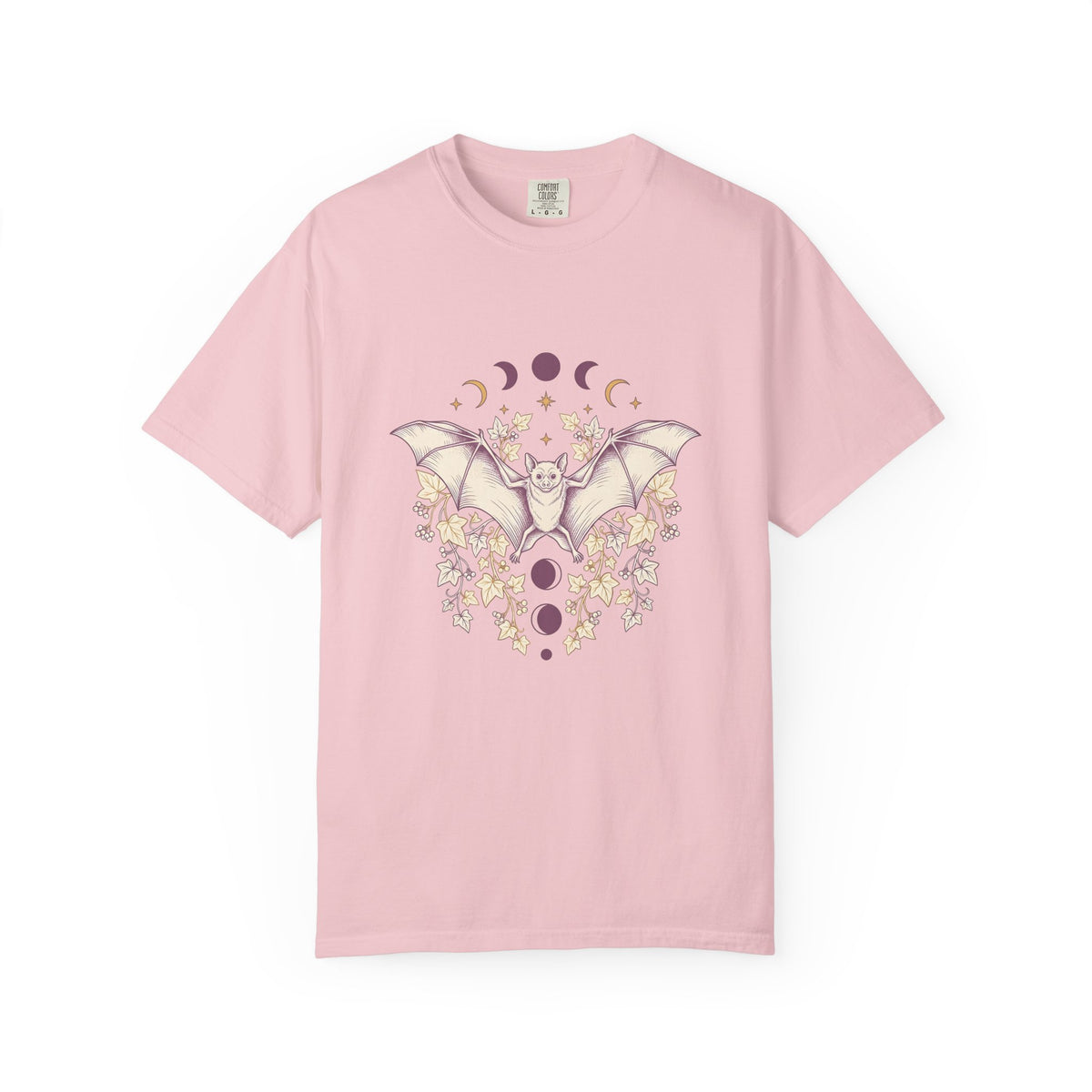 Bat Drawing T-Shirt Cottagecore Dark Gift Women Hippie T-Shirt Bat T-Shirt Cottage Fan Bohemian T-Shirt Gothic Graphic Antique Plant T-Shirt