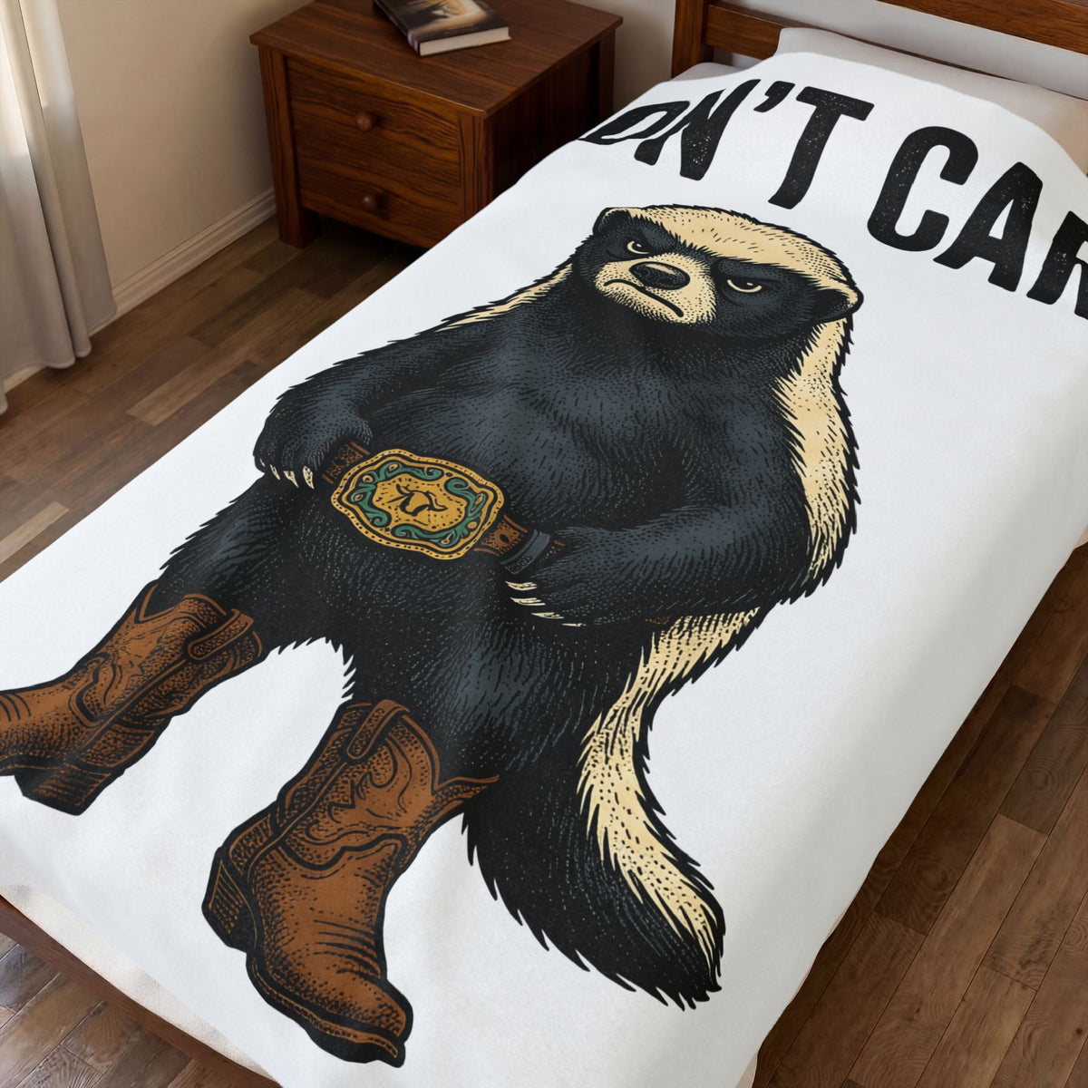 Honey Badger Boots Blanket Cowgirl Wildlife Gift Women Retro Blanket Combat Boots T