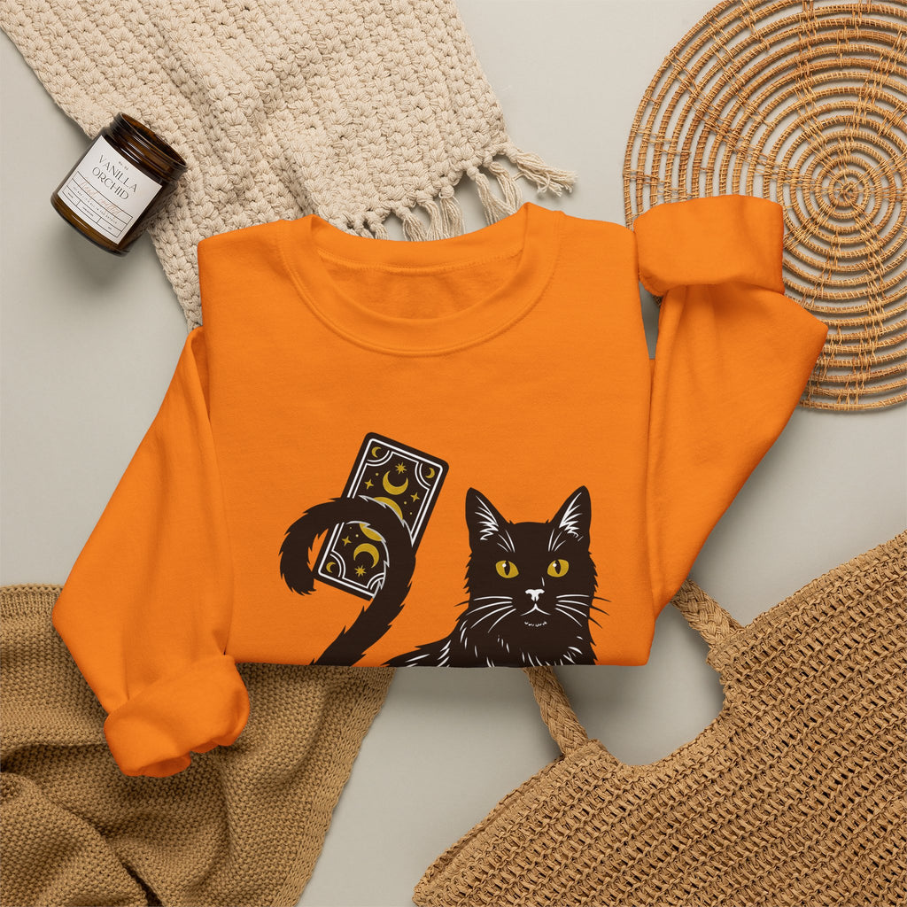Black Cat Sweatshirt Cat Witchcraft Gift Women Mystical Sweatshirt Cat Sweatshirt Feline Fan Occult Graphic Vintage Tarot Card Sweatshirt