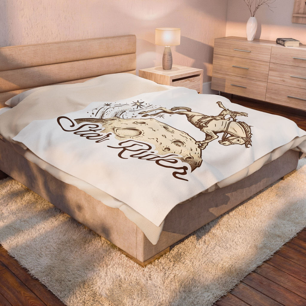 Cowboy Horse Cowgirl Ranch Gift Retro Stallion Cowboy Fan Horseback Sketch Crescent Blanket