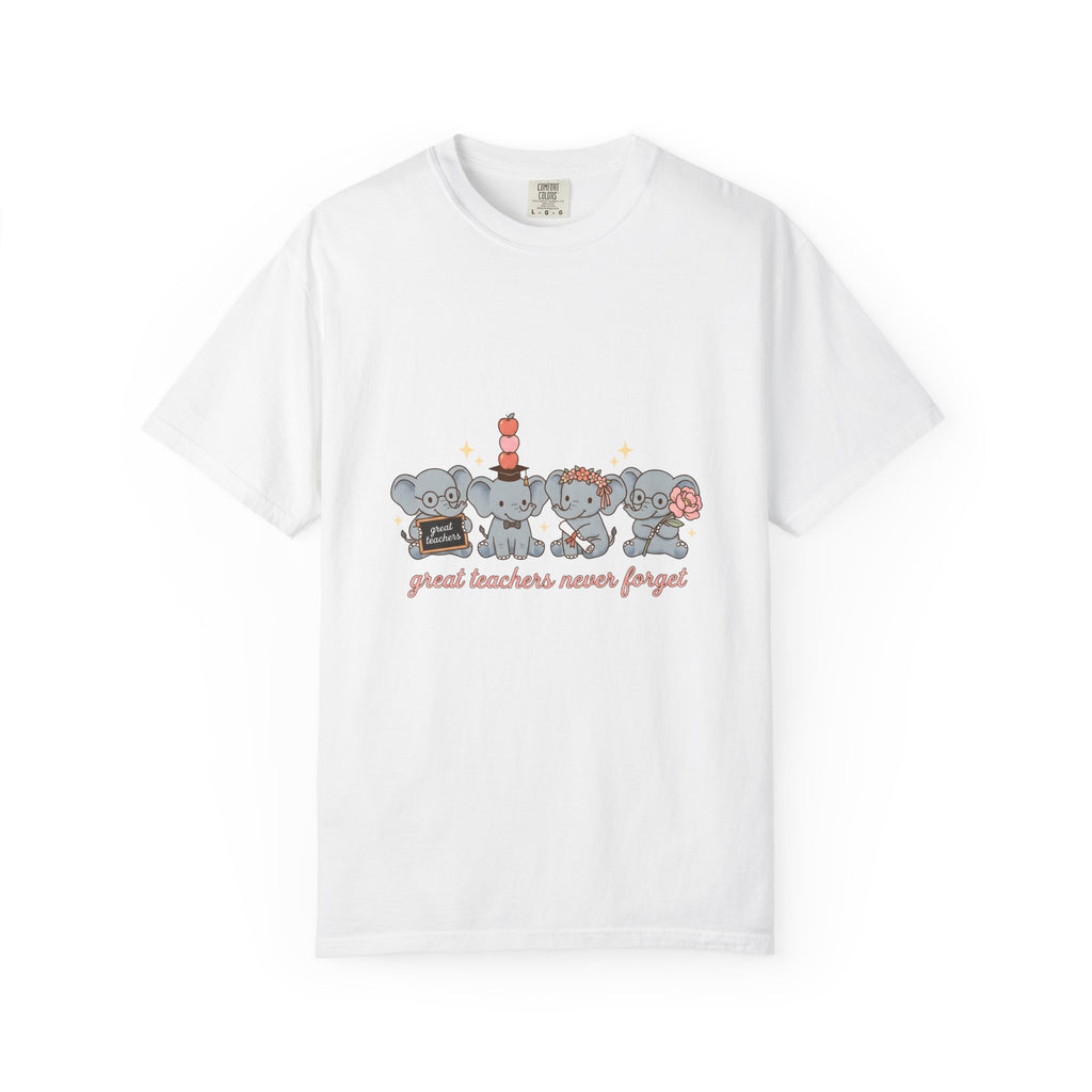 Elephant Group T-Shirt Teacher Graduation Gift Women Cute T-Shirt Herd T-Shirt Educator Enthusiast Cartoon T-Shirt Graduate Graphic Hand Drawn