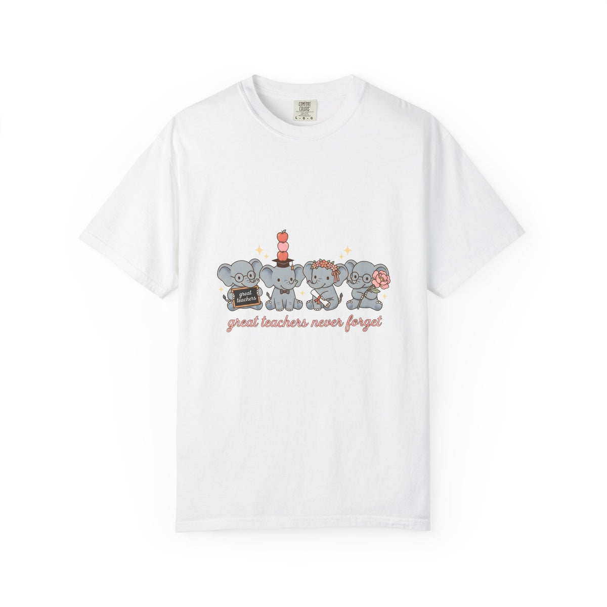 Elephant Group T-Shirt Teacher Graduation Gift Women Cute T-Shirt Herd T-Shirt Educator Enthusiast Cartoon T-Shirt Graduate Graphic Hand Drawn