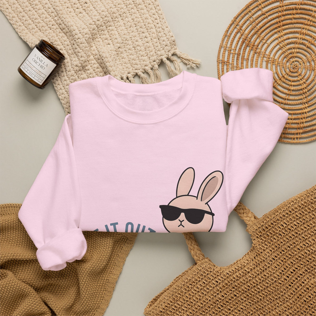 Bunny Sunglasses Sweatshirt Teacher Humor Gift Women Cartoon Sweatshirt Rabbit Shades Sweatshirt Educator Enthusiast Comic Sweatshirt Funny Graphic Minimalist