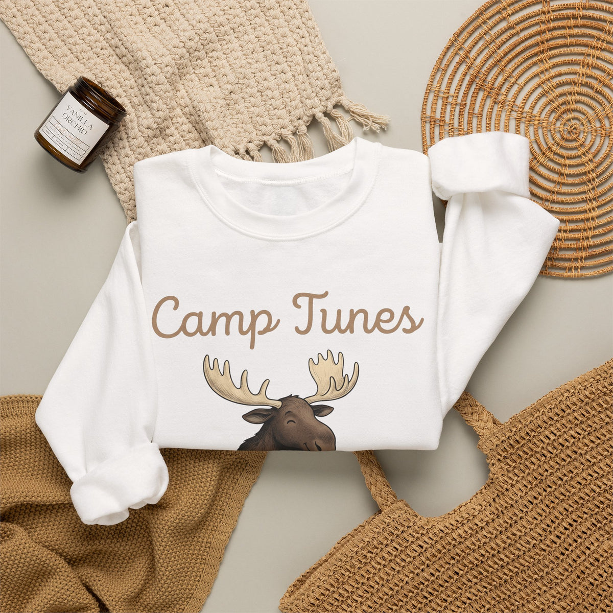 Moose Guitar Sweatshirt Camping Music Gift Women Cute Sweatshirt Guitar Sweatshirt Camper Fan Adorable Sweatshirt Music Graphic Hand Drawn Lantern Sweatshirt