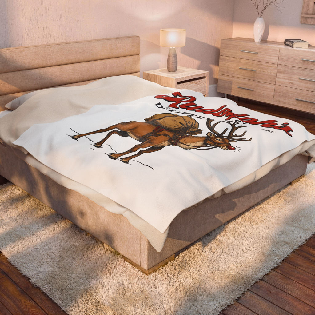 Deer Illustration Blanket Christmas Celebration Gift Women Retro Blanket Fawn Blanket Noel Fan Vintage Blanket Party Graphic Sketch Present Blanket