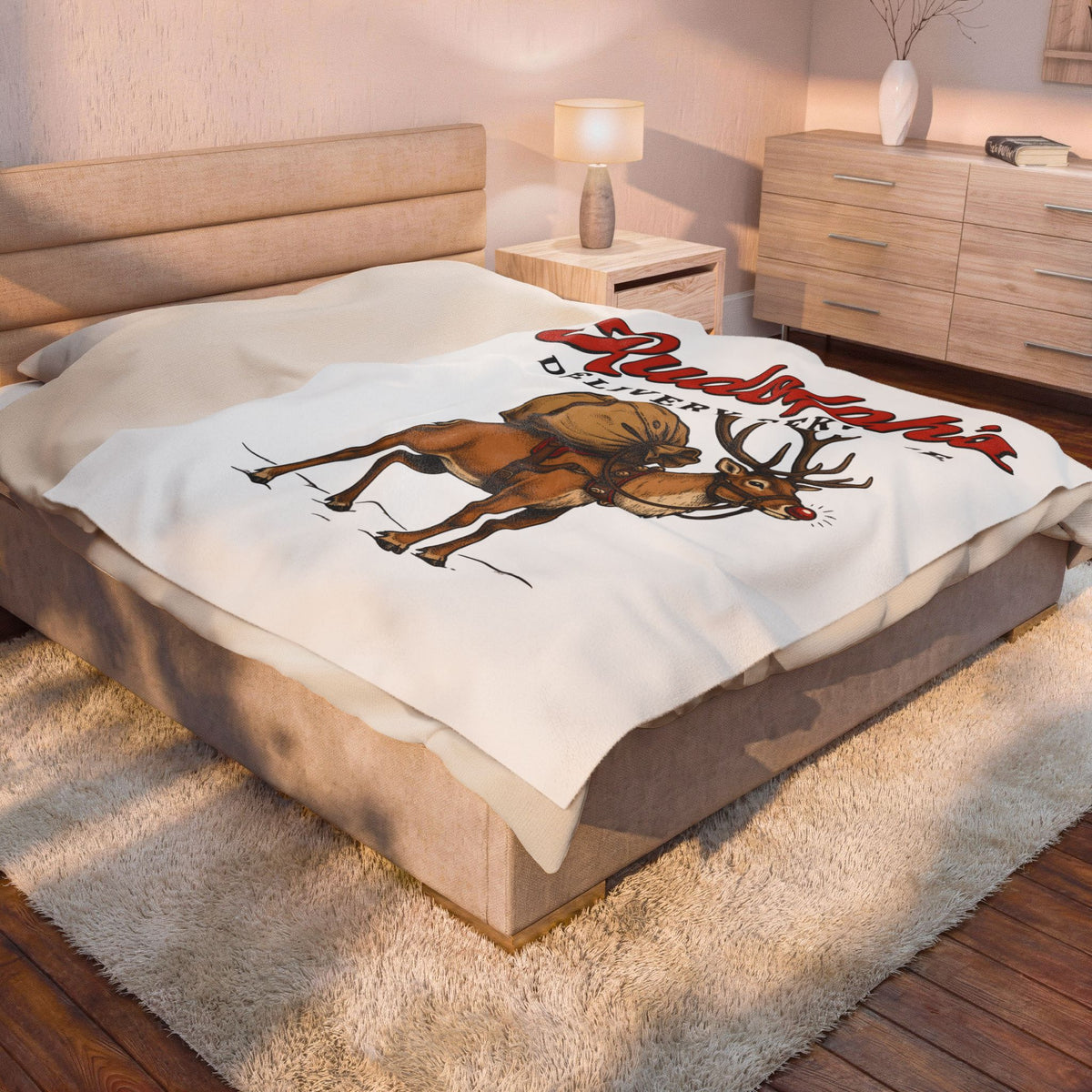Deer Illustration Blanket Christmas Celebration Gift Women Retro Blanket Fawn Blanket Noel Fan Vintage Blanket Party Graphic Sketch Present Blanket