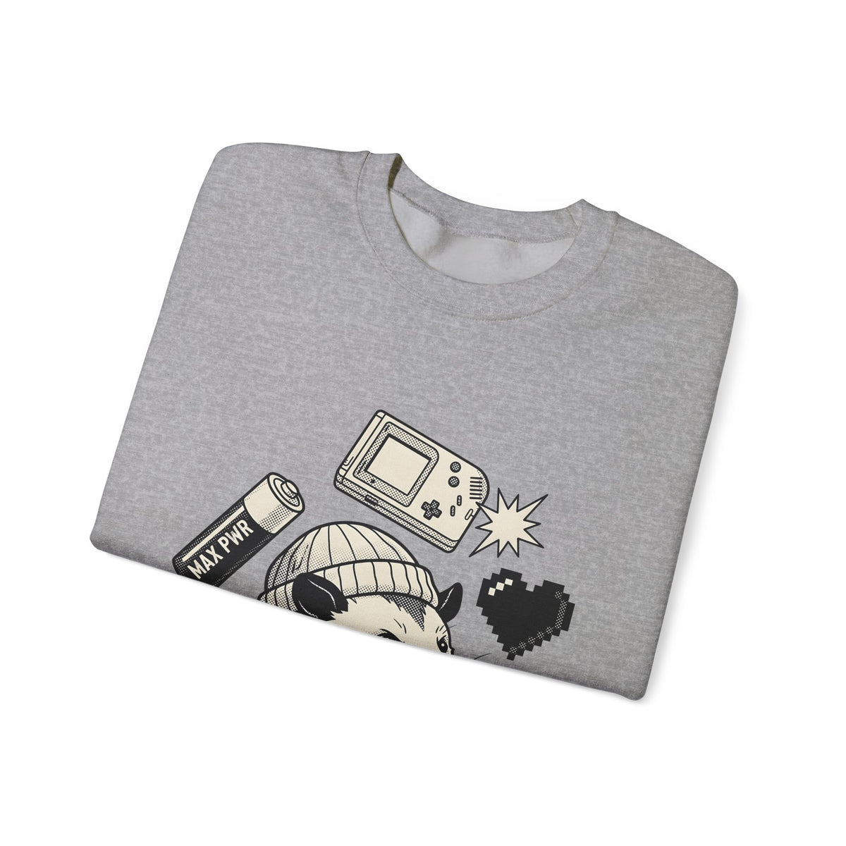 Possum Beanie Sweatshirt Funny Gaming Gift Women Comic Sweatshirt Opossum Sweatshirt Humor Fan Cartoon Sweatshirt Gamer Graphic Vintage Retro Game Console