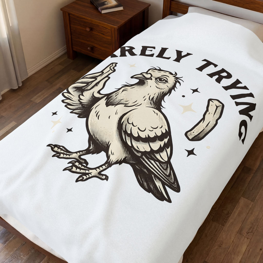 Bird Fries Animal Comedy Gift Antique Fried Chicken Pet Fan Vintage Humor Doodle Twinkles Blanket