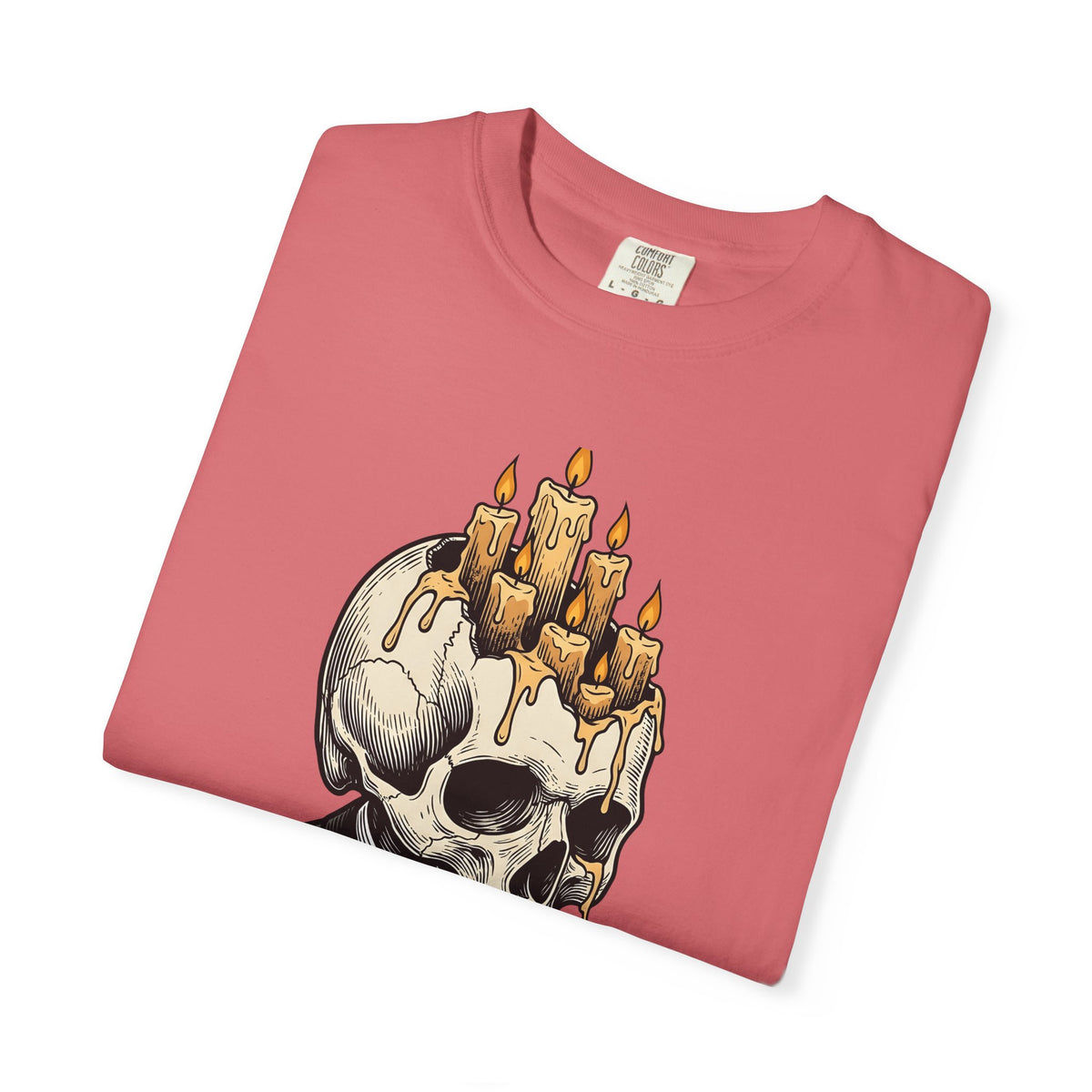Skull Candles T-Shirt Gothic Halloween Gift Women Gothic T-Shirt Candle T-Shirt Dark Fan Cthulhu Graphic Spooky T-Shirt Vintage Wax T-Shirt