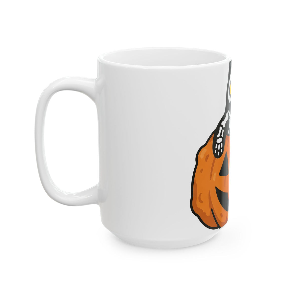 Skeleton Cat Pumpkin Mug Halloween Spooky Gift Women Cartoon Mug Cat Pumpkin Mug Horror Fan Cute Mug Creepy Graphic Minimalist Jack