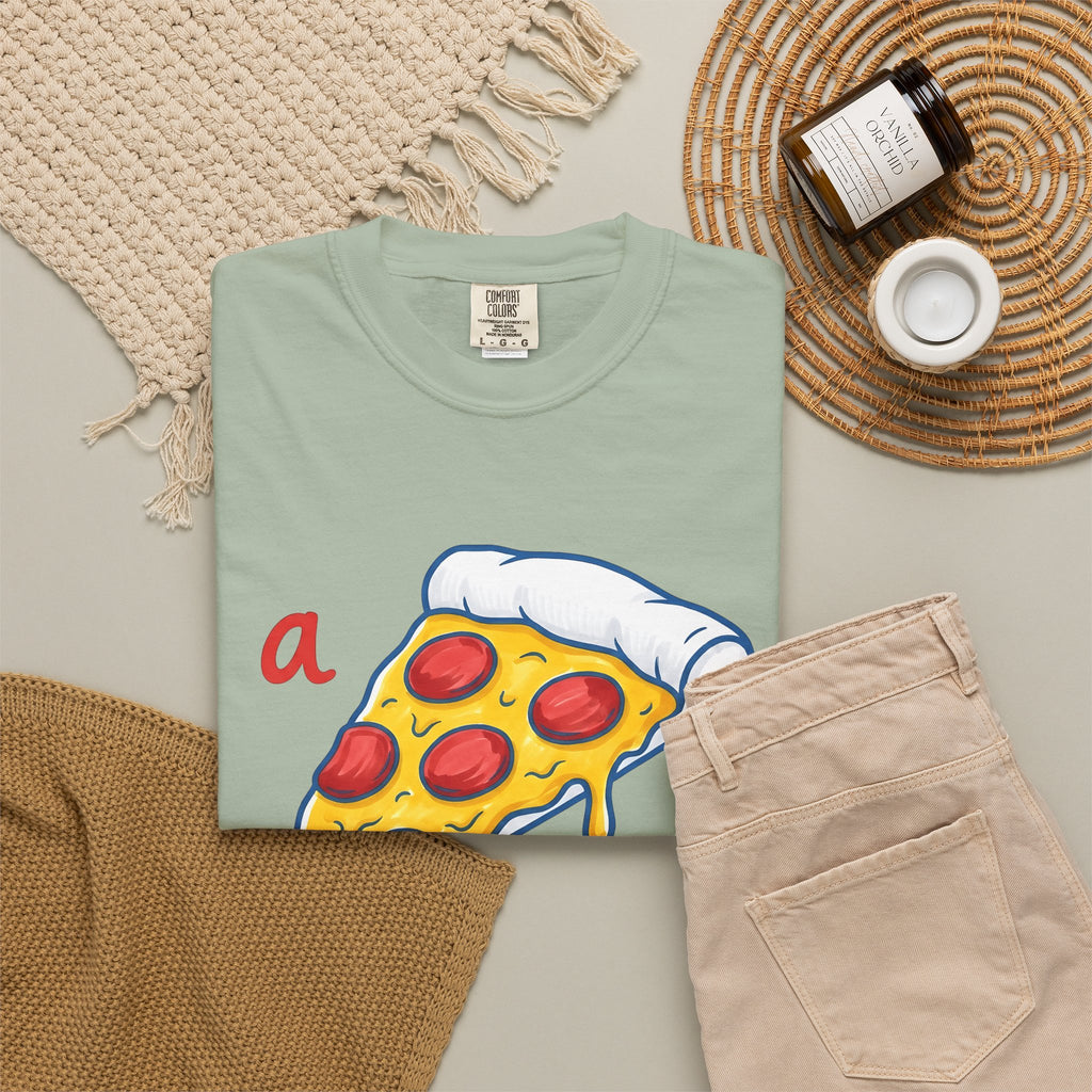 Pizza Piece T-Shirt Funny Cuisine Gift Women Comic T-Shirt Pizza Slice T-Shirt Humor Fan Cartoon T-Shirt Food Graphic Sketch Salami T-Shirt