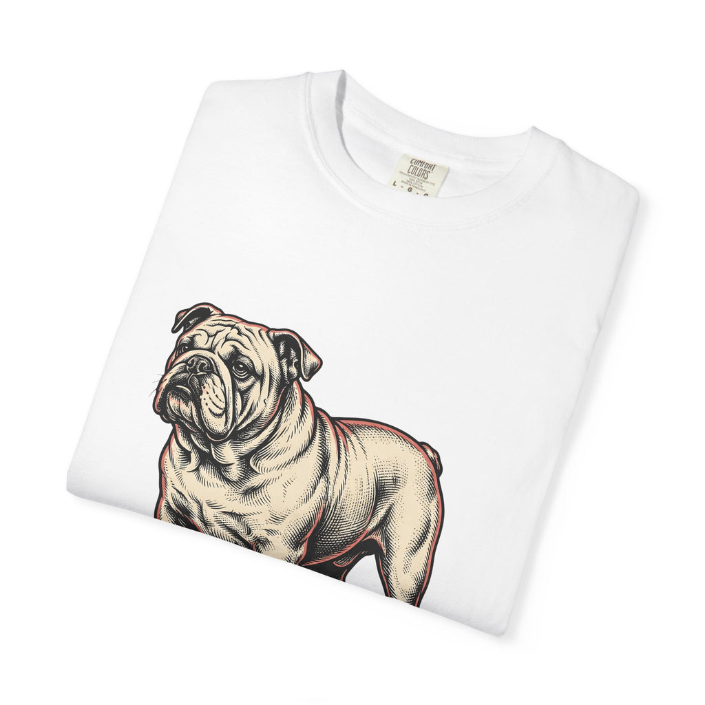 Bulldog Dog T-Shirt Dog Pets Gift Women Vintage T-Shirt Bulldog T-Shirt Dog Fan Bulldog T-Shirt Animal Graphic Hand Drawn Grass T-Shirt