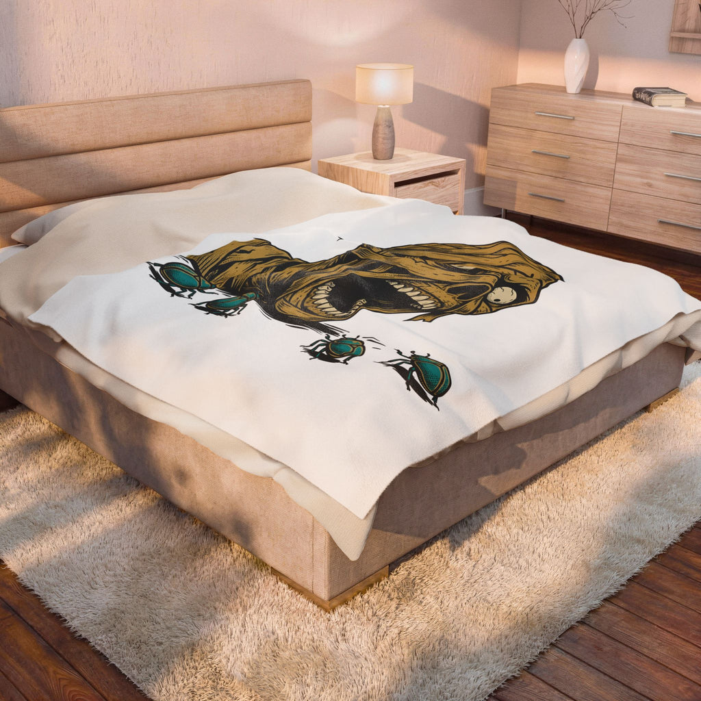Mummy Skull Blanket Halloween Ghost Gift Women Creepy Blanket Skull Blanket Horror Fan Spooky Blanket Specter Graphic Classic Scarab Blanket