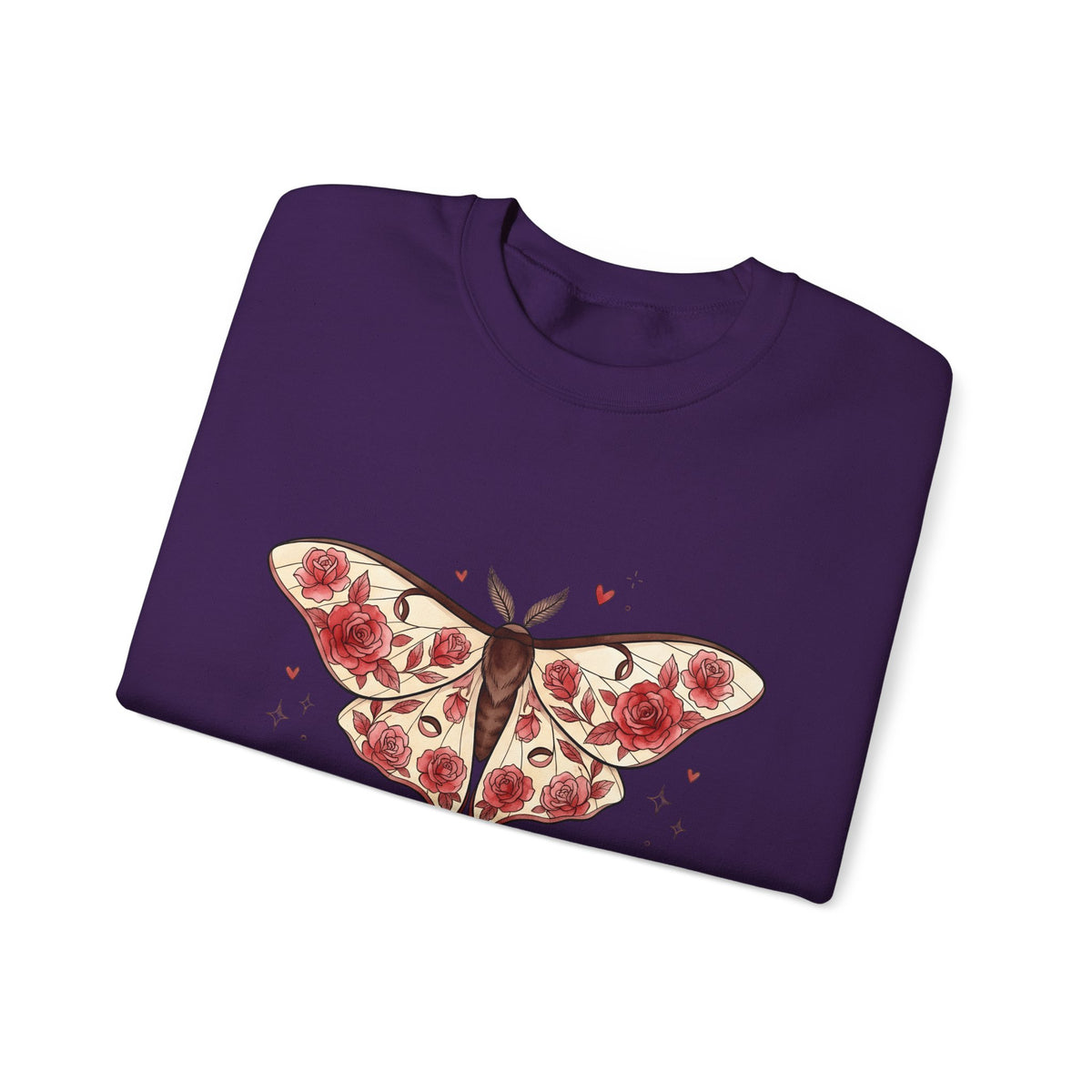 Moth Rose Sweatshirt St. Valentine's Day Floral Gift Women Boho Sweatshirt Rose Sweatshirt Valentine Fan Bohemian Sweatshirt Floral Graphic Tattoo Ribbon