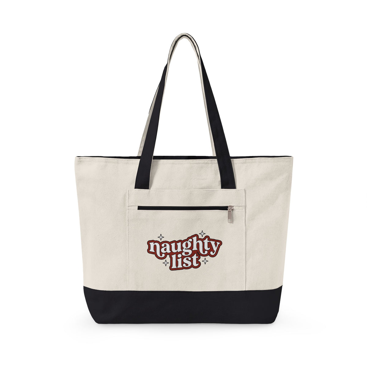 Festive Text Tote Bag Christmas Humor Gift Women Playful Tote Bag Typography Tote Bag Xmas Fan Funny Graphic Illustration Retro Stars Tote Bag