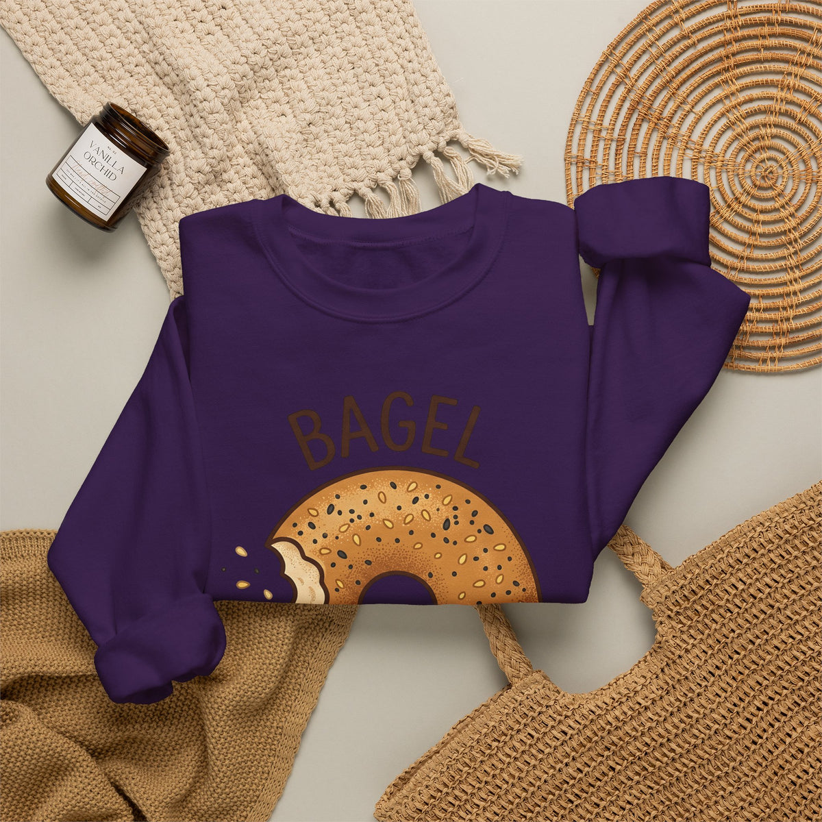 Bagel Desserts Morning Gift Doodle Bagel Pastry Fan Hand Drawn Breakfast Old School Sweatshirt
