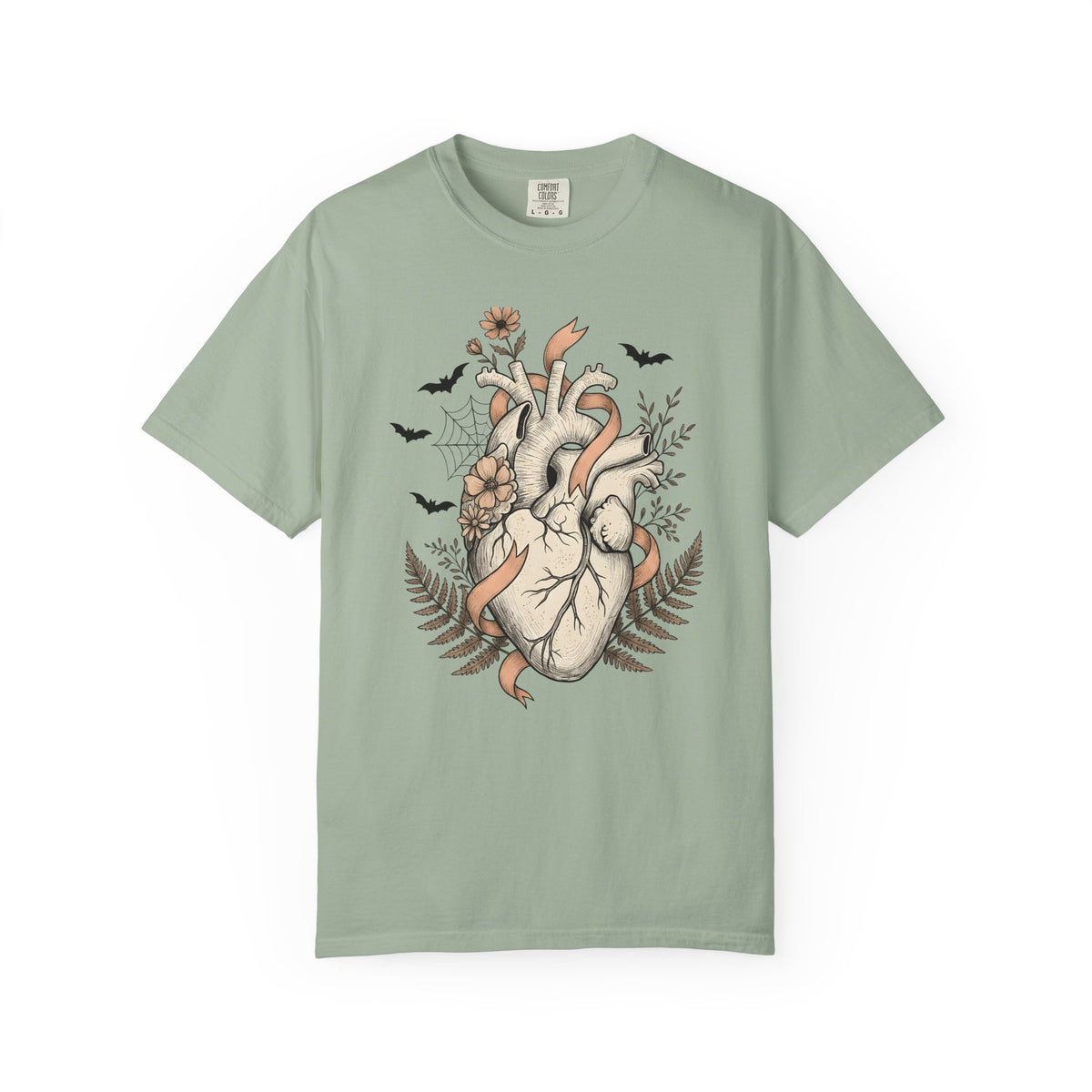 Anatomical Heart T-Shirt Halloween Gothic Gift Women Tattoo Art T-Shirt Cardiac T-Shirt Horror Fan Ink T-Shirt Dark Graphic Vintage Bats T-Shirt