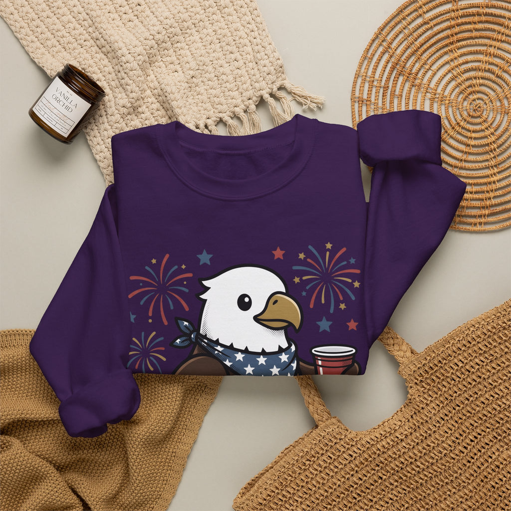 Bald Eagle Sweatshirt 4th Of July Usa Gift Women Comic Sweatshirt Eagle Sweatshirt Independence Day Fan Cartoon Sweatshirt American Graphic Vintage Fireworks