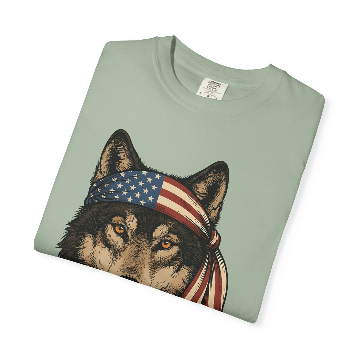 Wolf Face T-Shirt 4th Of July Wildlife Gift Women Retro T-Shirt Lupine T-Shirt Independence Day Fan Vintage T-Shirt Animal Graphic Sketch Flag