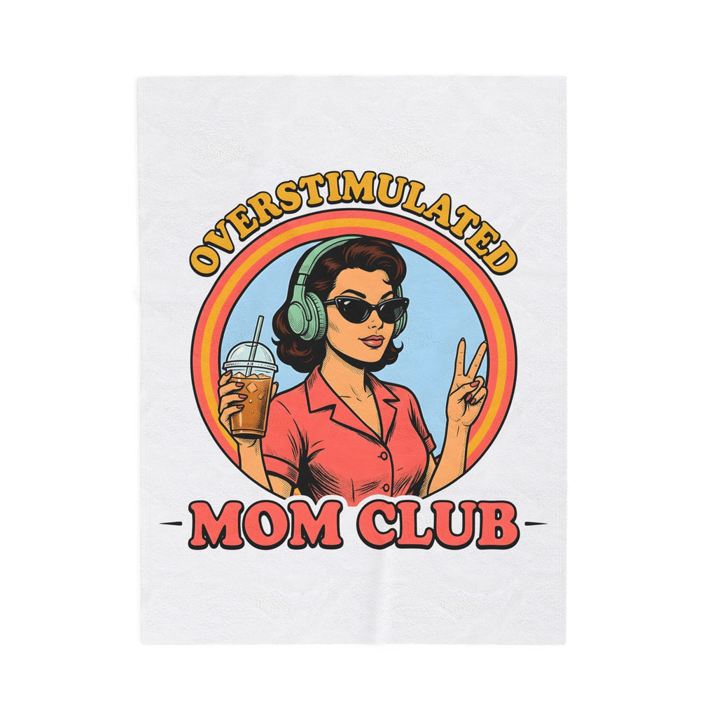 Old School Mom Blanket Moms Cappuccino Gift Women Cartoon Blanket Motherhood Blanket Mom Fan Mother Blanket Coffee Graphic Rustic Iced Latte Blanket