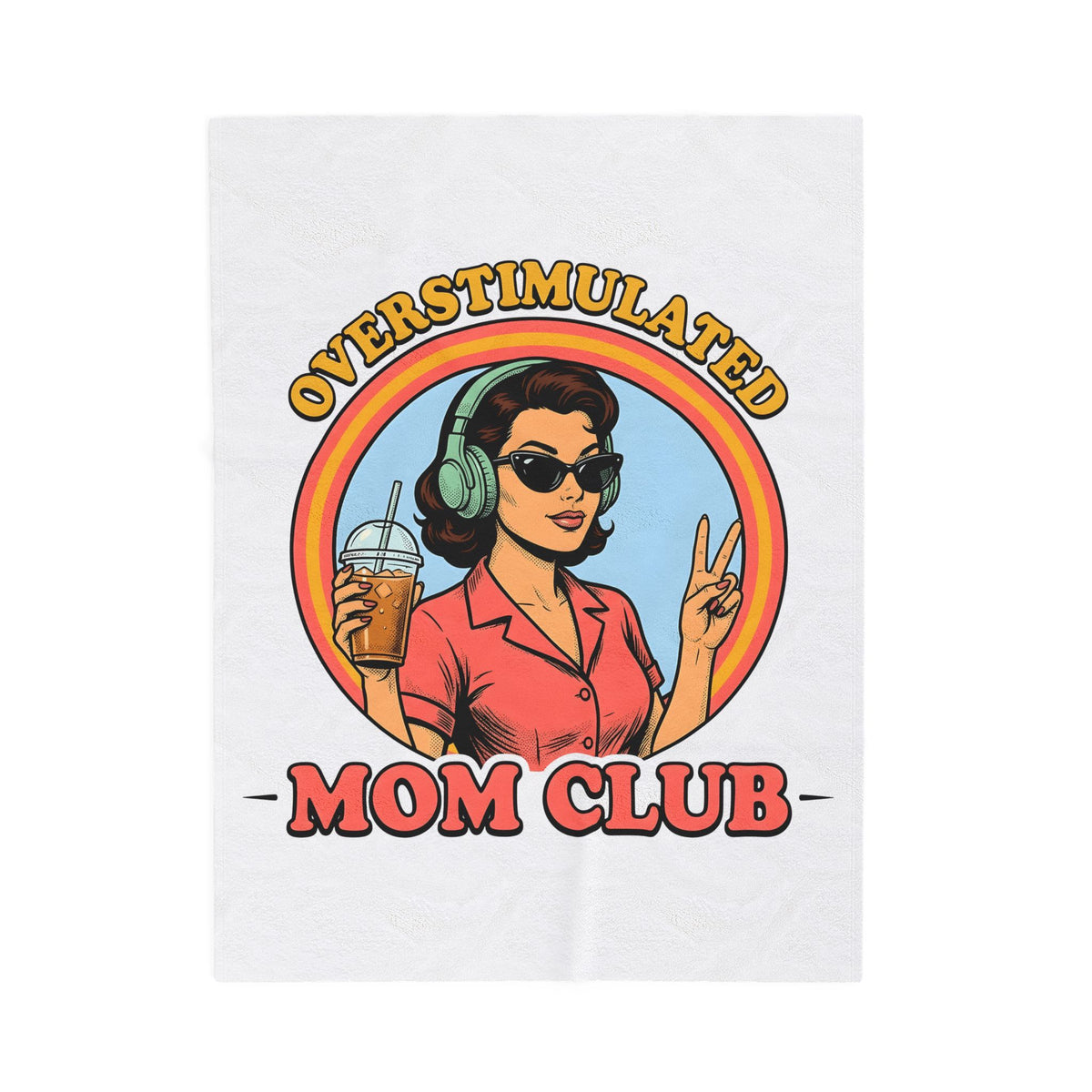 Old School Mom Blanket Moms Cappuccino Gift Women Cartoon Blanket Motherhood Blanket Mom Fan Mother Blanket Coffee Graphic Rustic Iced Latte Blanket