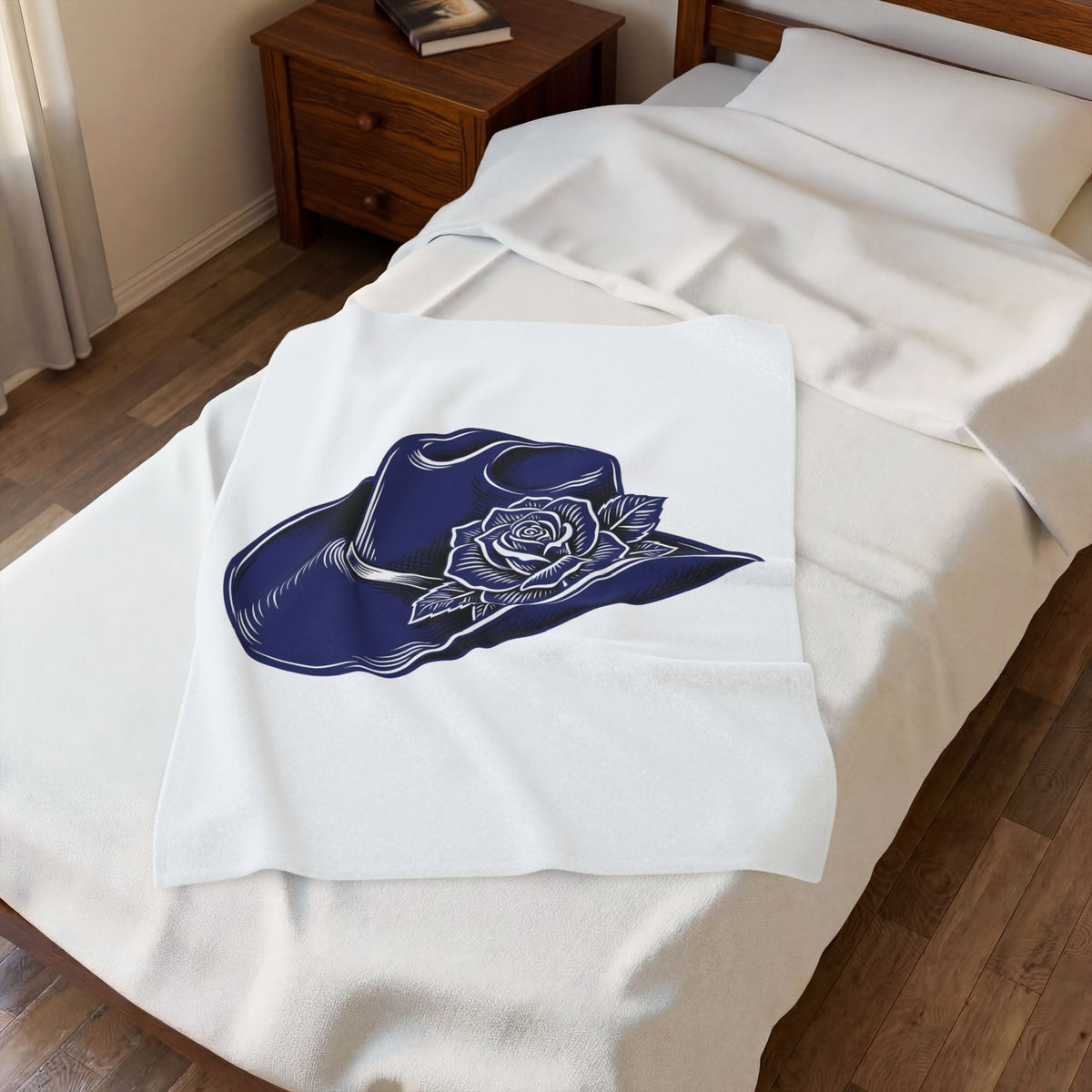 Cowboy Cap Blanket Cowgirl Ranch Gift Women Rustic Blanket Cowboy Hat Blanket Rodeo Fan Western Blanket Farm Graphic Line Art Bloom Blanket