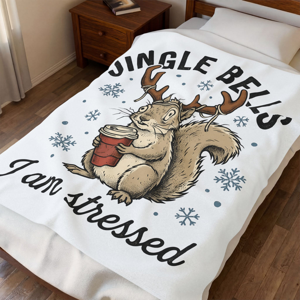 Tree Squirrel Coffee Blanket Christmas Fauna Gift Women Line Art Blanket Squirrel Coffee Blanket Xmas Fan Squirrel Illustration Wildlife Graphic