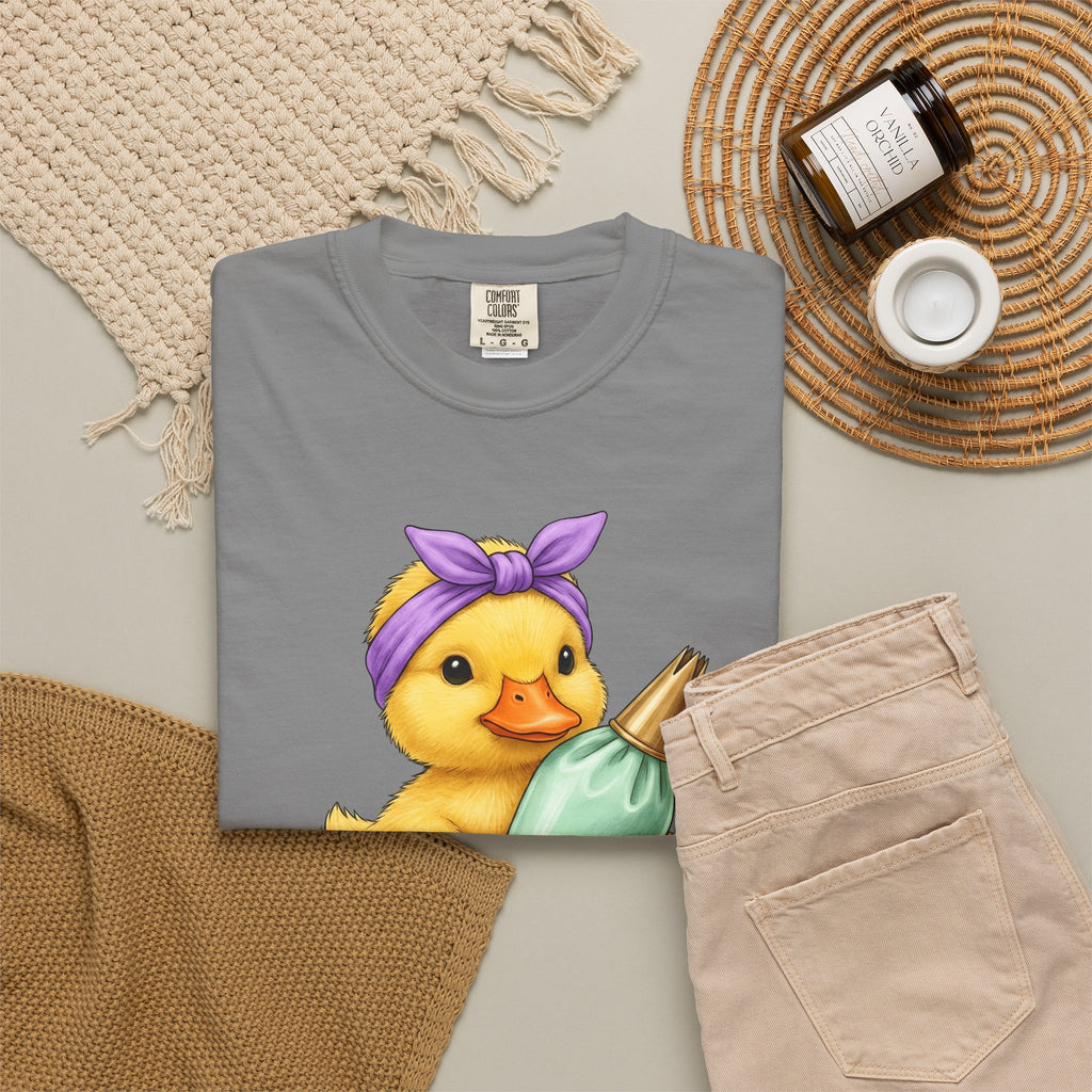 Duck Baker T-Shirt Moms Confectionery Gift Women Cartoon T-Shirt Duck T-Shirt Motherhood Fan Toon T-Shirt Pastry Graphic Outline Bandana T-Shirt