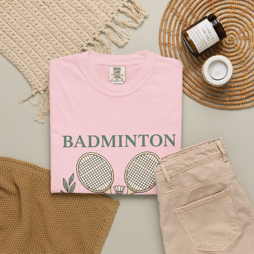 Birdie Rackets T-Shirt Badminton Fitness Gift Women Retro T-Shirt Shuttlecocks T-Shirt Badminton Enthusiast Vintage T-Shirt Workout Graphic Doodle