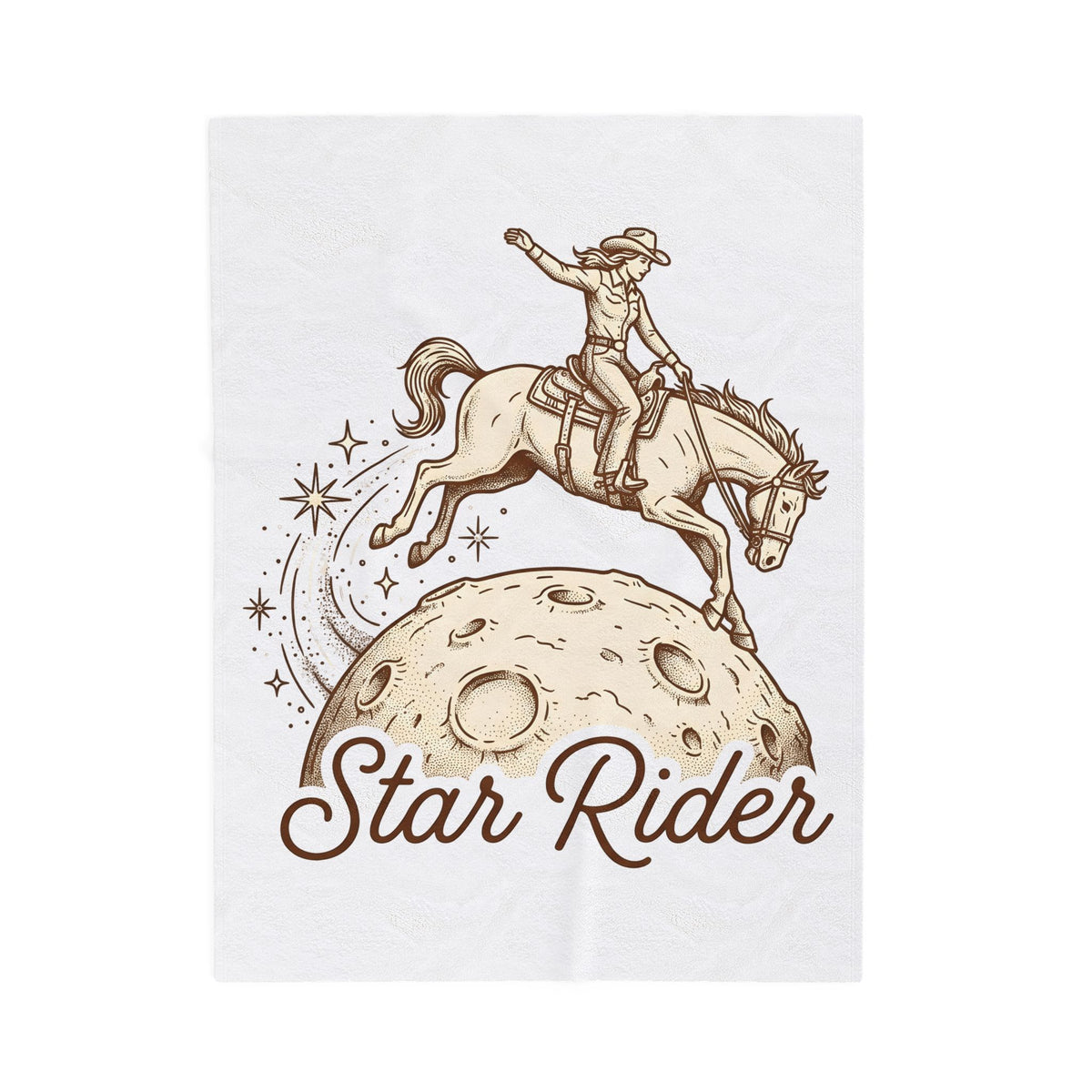 Cowboy Horse Cowgirl Ranch Gift Retro Stallion Cowboy Fan Horseback Sketch Crescent Blanket