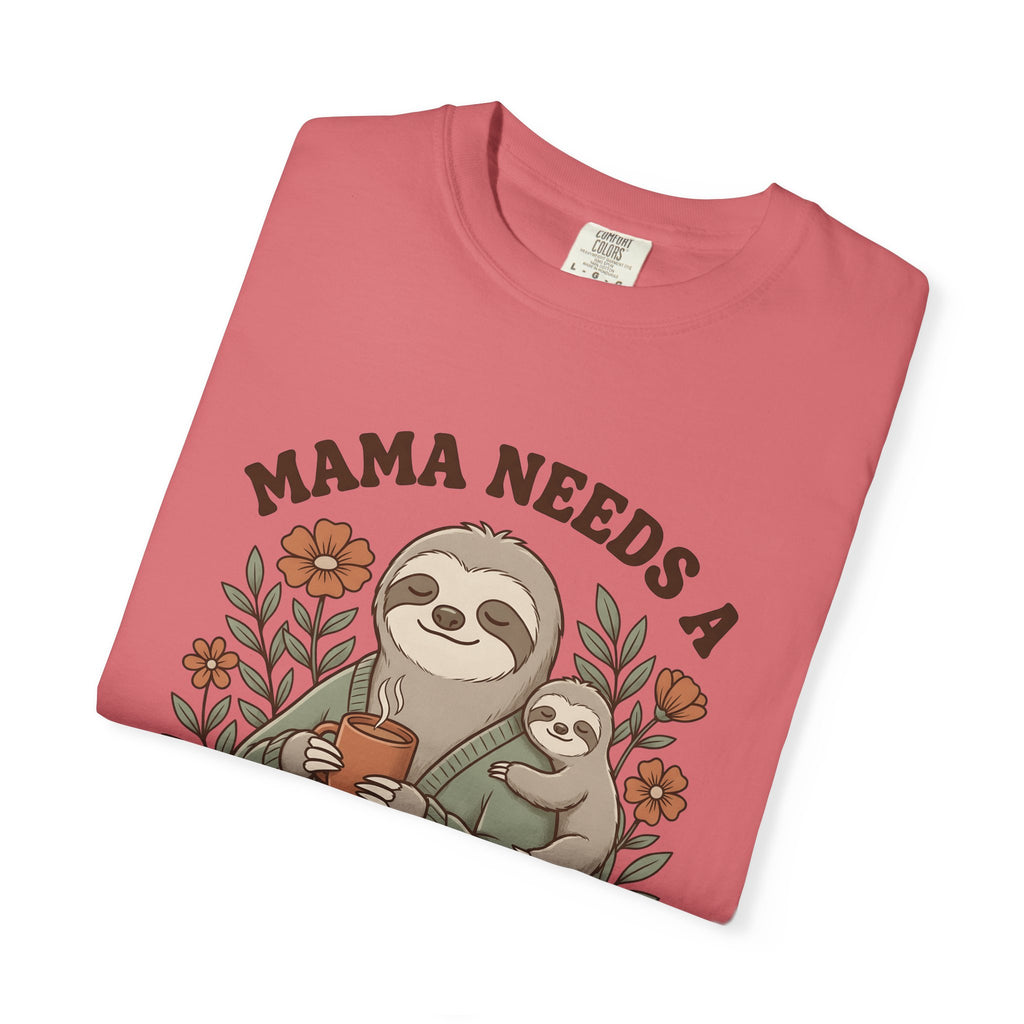 Sloth Mother Moms Espresso Gift Kawaii Sloth Mom Enthusiast Cute Coffee Sketch Blossoms T-Shirt