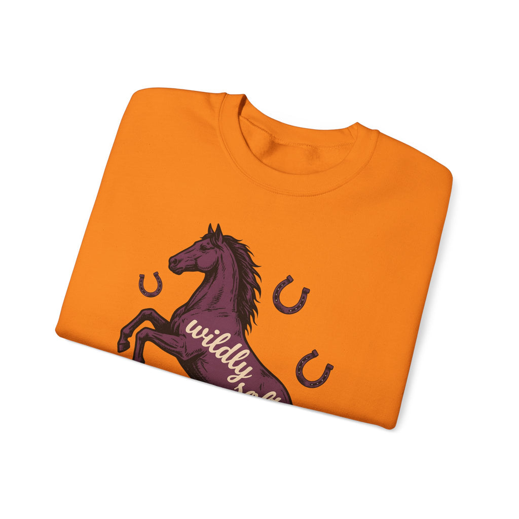 Horse Design Sweatshirt Boho Chic Ranch Gift Women Classic Sweatshirt Equine Sweatshirt Hippie Fan Vintage Sweatshirt Western Graphic Doodle Horseshoe Sweatshirt