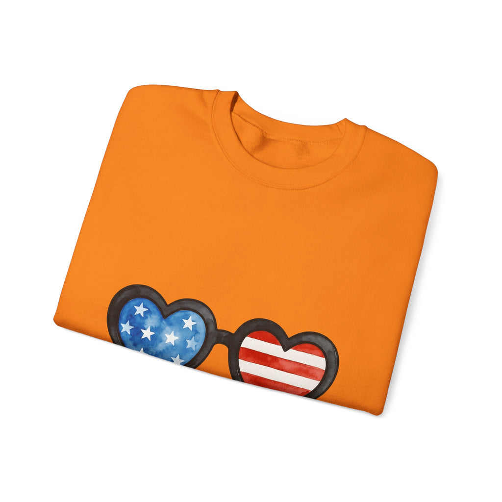 Heart Sunglasses Sweatshirt 4th Of July Patriotic Gift Women Watercolor Sweatshirt Shades Sweatshirt Independence Day Fan Painted Sweatshirt American Graphic