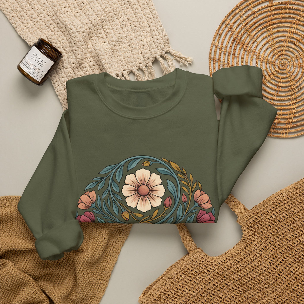 Floral Mandala Sweatshirt St. Valentine's Day Botanical Gift Women Boho Sweatshirt Mandala Sweatshirt Valentine Fan Hippie Sweatshirt Floral Graphic Vintage