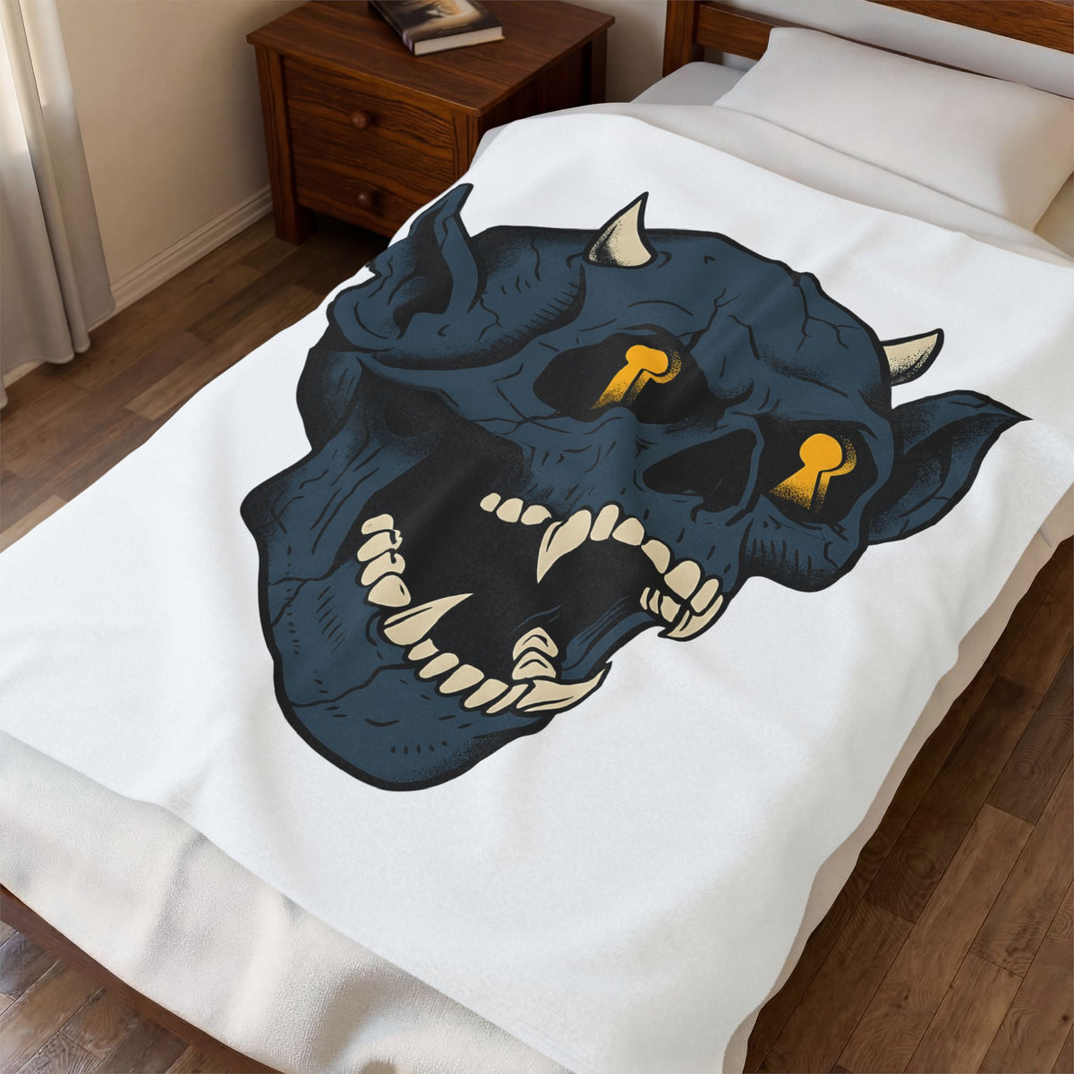 Devil Skull Blanket Halloween Horror Gift Women Tattoo Blanket Skull Blanket Horror Fan Scary Graphic Blanket Retro Teeth Blanket