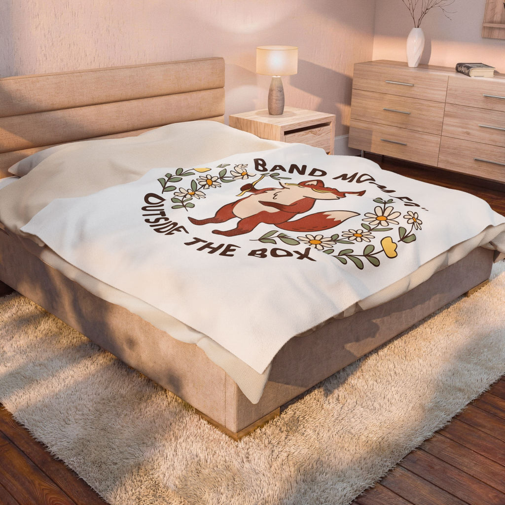 Fox Drawing Blanket Moms Creatures Gift Women Sweet Blanket Fox Blanket Mother Fan Cute Blanket Animal Graphic Comic Floral Blanket