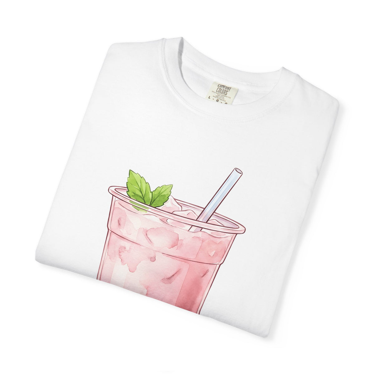 Strawberry Boba Tea T-Shirt Drinks Gastronomy Gift Women Gouache T-Shirt Boba Tea T-Shirt Beverage Fan Watercolor T-Shirt Foodie Graphic Clean Mint