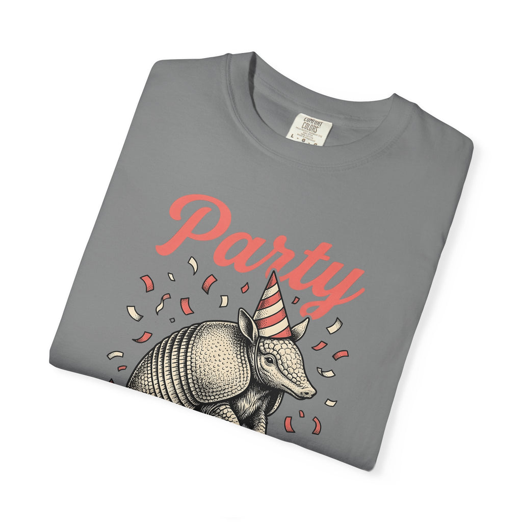 Armadillo Birthday Hat T-Shirt Cowgirl Celebration Gift Women Sketch T-Shirt Dillo T-Shirt Cowgirl Fan Drawing Graphic Retro Glitter T-Shirt