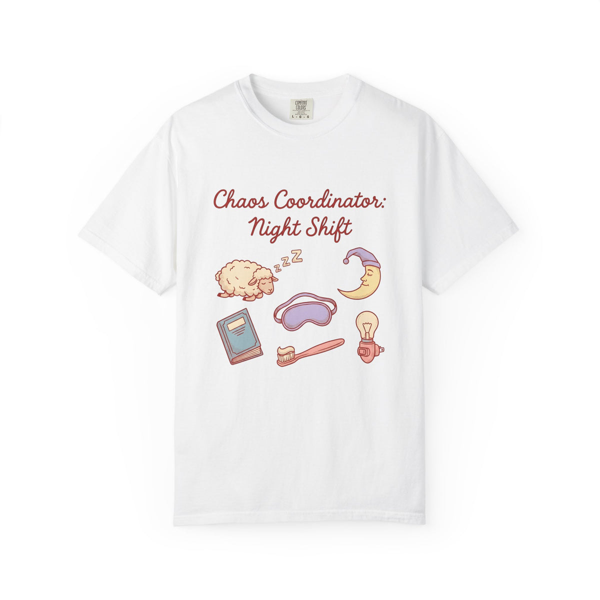Sleep Items Print T-Shirt Moms Sleepytime Gift Women Line Art T-Shirt Bedtime T-Shirt Motherhood Enthusiast Illustration Design Slumber Graphic