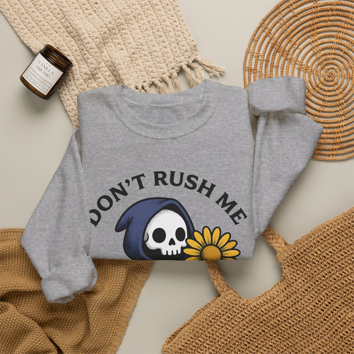 Death Figure Sweatshirt Halloween Witchcraft Gift Women Doodle Sweatshirt Grim Reaper Sweatshirt Horror Fan Skeleton Graphic Sweatshirt Classic Bloom Sweatshirt