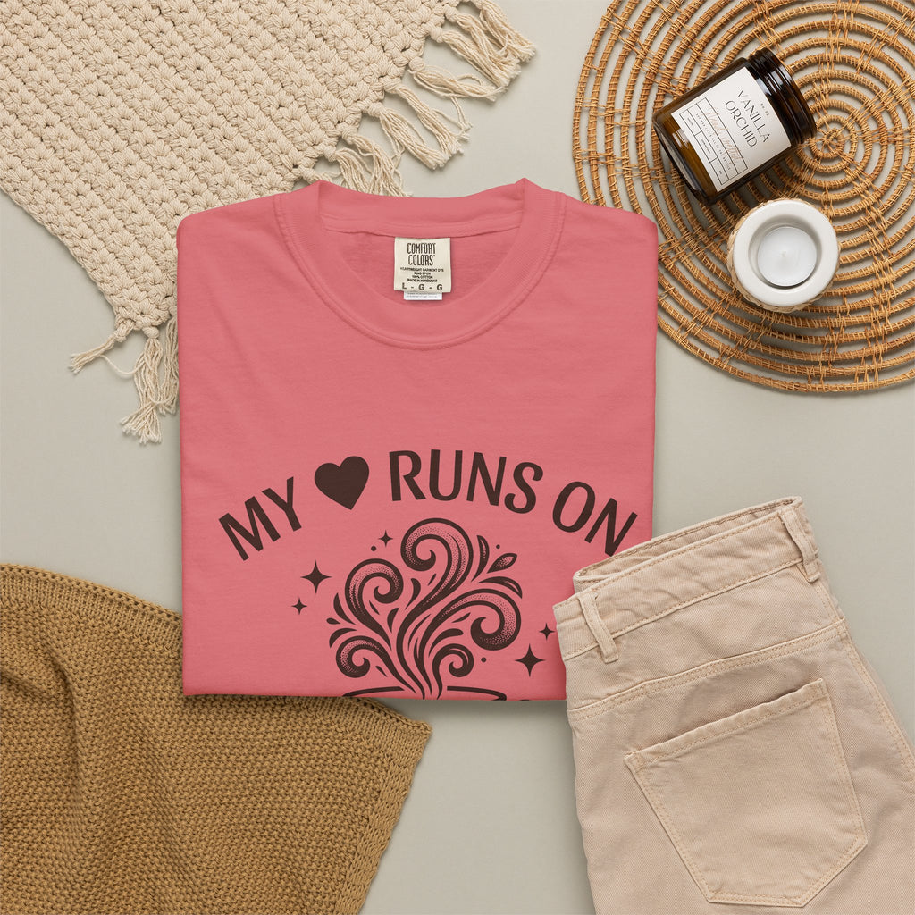 Coffee Cup T-Shirt Mom Latte Gift Women Hand Drawn T-Shirt T-Shirt T-Shirt Mother Fan Coffee T-Shirt T-Shirt Cappuccino Graphic Clean Curls T-Shirt