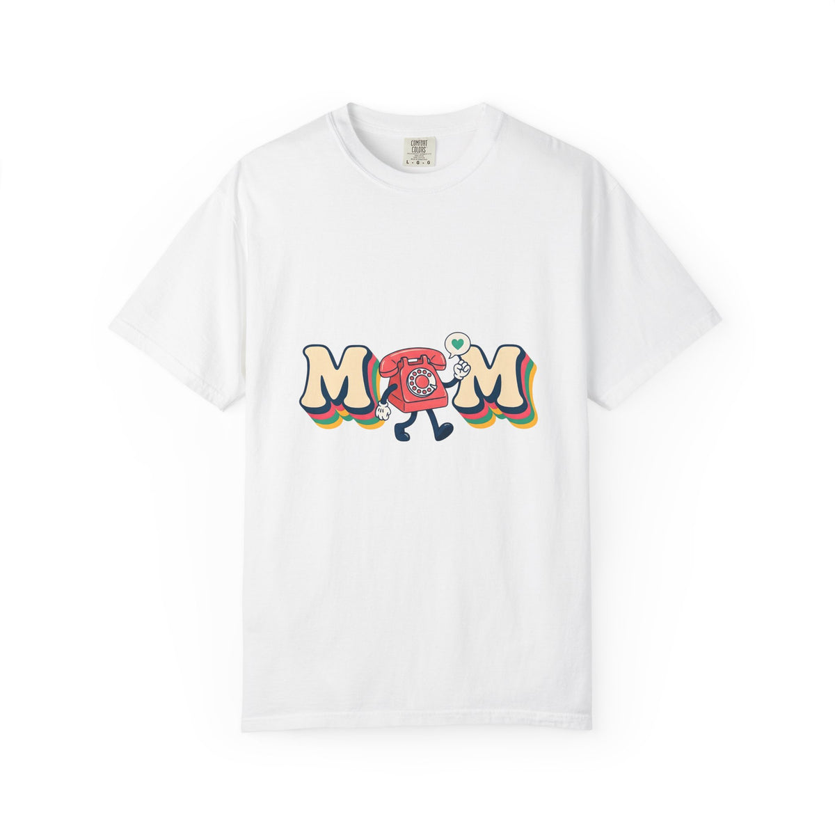 Vintage Phone T-Shirt Moms Relatives Gift Women Comic T-Shirt Old Phone T-Shirt Mother Fan Cartoon T-Shirt Family Graphic Classic Love Symbol