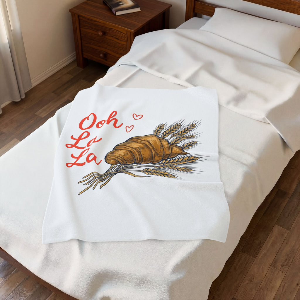 Croissant Drawing Blanket Desserts Sweets Gift Women Retro Blanket Pastry Blanket Dessert Fan Vintage Blanket Treat Graphic Cartoon Flour Blanket