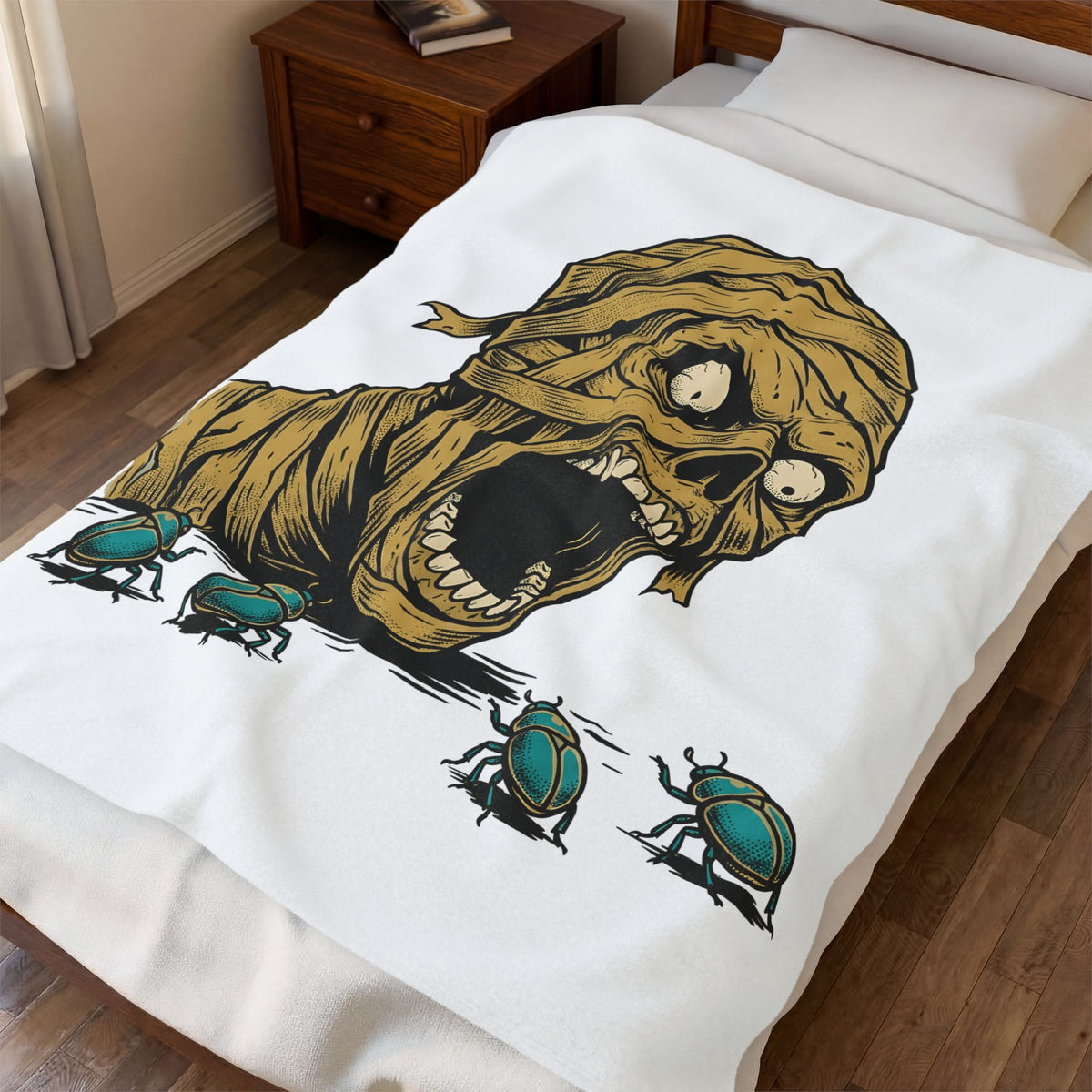 Mummy Skull Blanket Halloween Ghost Gift Women Creepy Blanket Skull Blanket Horror Fan Spooky Blanket Specter Graphic Classic Scarab Blanket