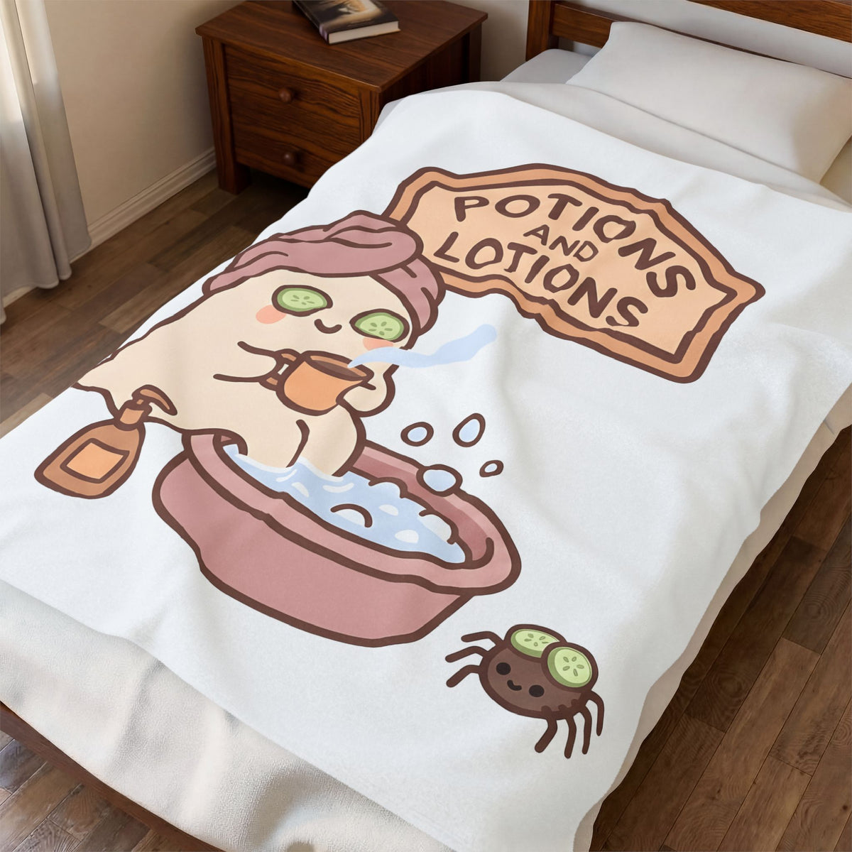 Spirit Spa Halloween Wellness Gift Cute Spiritual Center Horror Fan Spirituality Simple Bug Blanket
