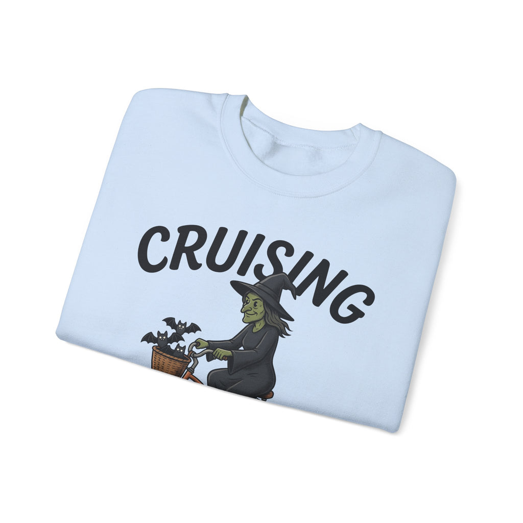 Witch Cycle Sweatshirt Halloween Prank Gift Women Doodle Sweatshirt Witchcraft Sweatshirt Horror Fan Witchy Sweatshirt Prank Graphic Classic Bat Silhouette