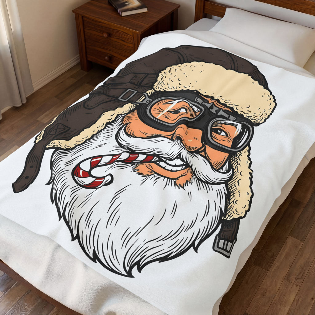 Santa Aviator Blanket Christmas Celebration Gift Women Comic Blanket Kris Kringle Blanket Xmas Fan Comic Art Blanket Party Graphic Retro Peppermint