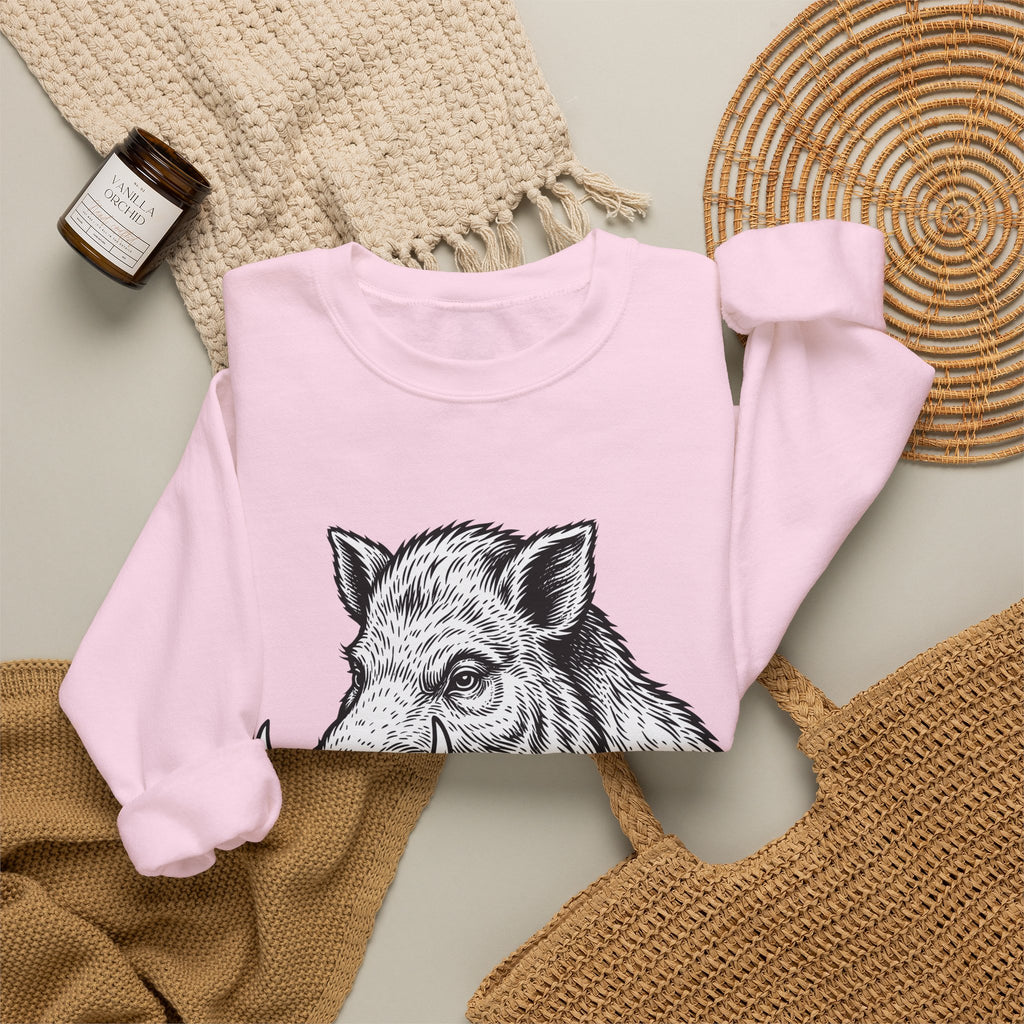 Boar Pipe Sweatshirt Funny Animal Gift Women Woodcut Sweatshirt Smoking Pipe Sweatshirt Humor Fan Print Sweatshirt Wildlife Graphic Vintage Anchor Sweatshirt