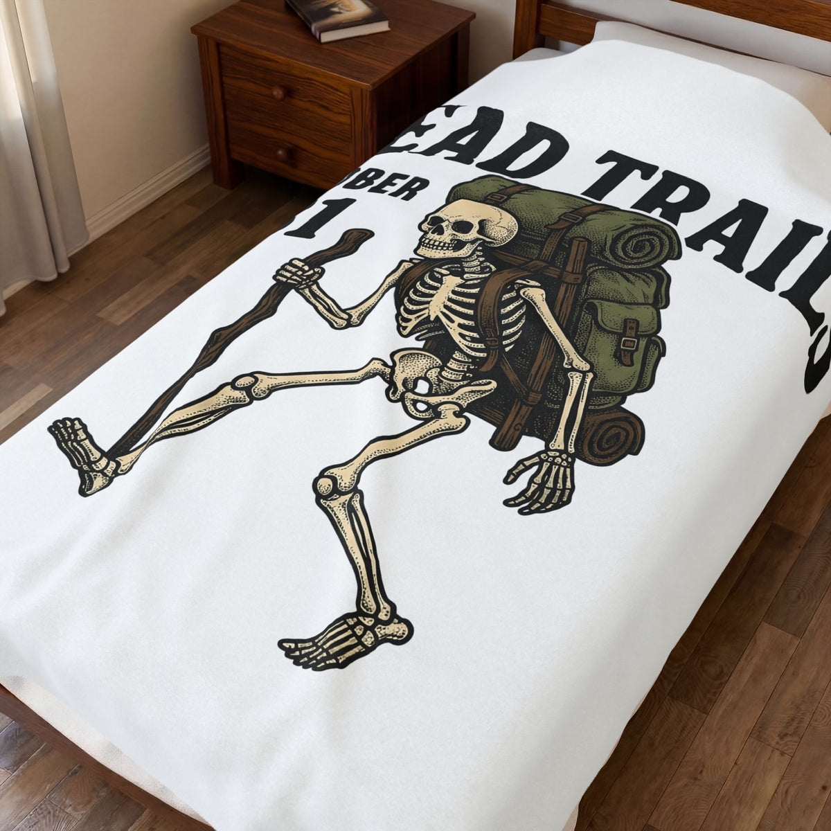 Skull Backpacker Blanket Halloween Outdoors Gift Women Rustic Blanket Backpacker Blanket Horror Fan Spooky Blanket Adventure Graphic Classic